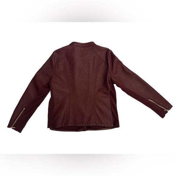 Calvin Klein Faux Leather Burgundy Jacket - Size XL - Picture 7 of 11